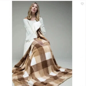 Plaid Sherpa Throw Blanket  50” x 60”